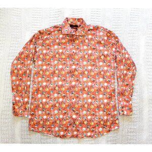 AXXESS Orange Men's Shirt Size 2XL cotton Long Sleeves button front floral print